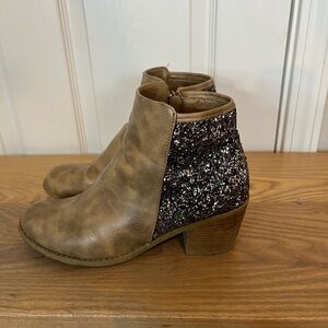 Brown Glitter Ankle Boots